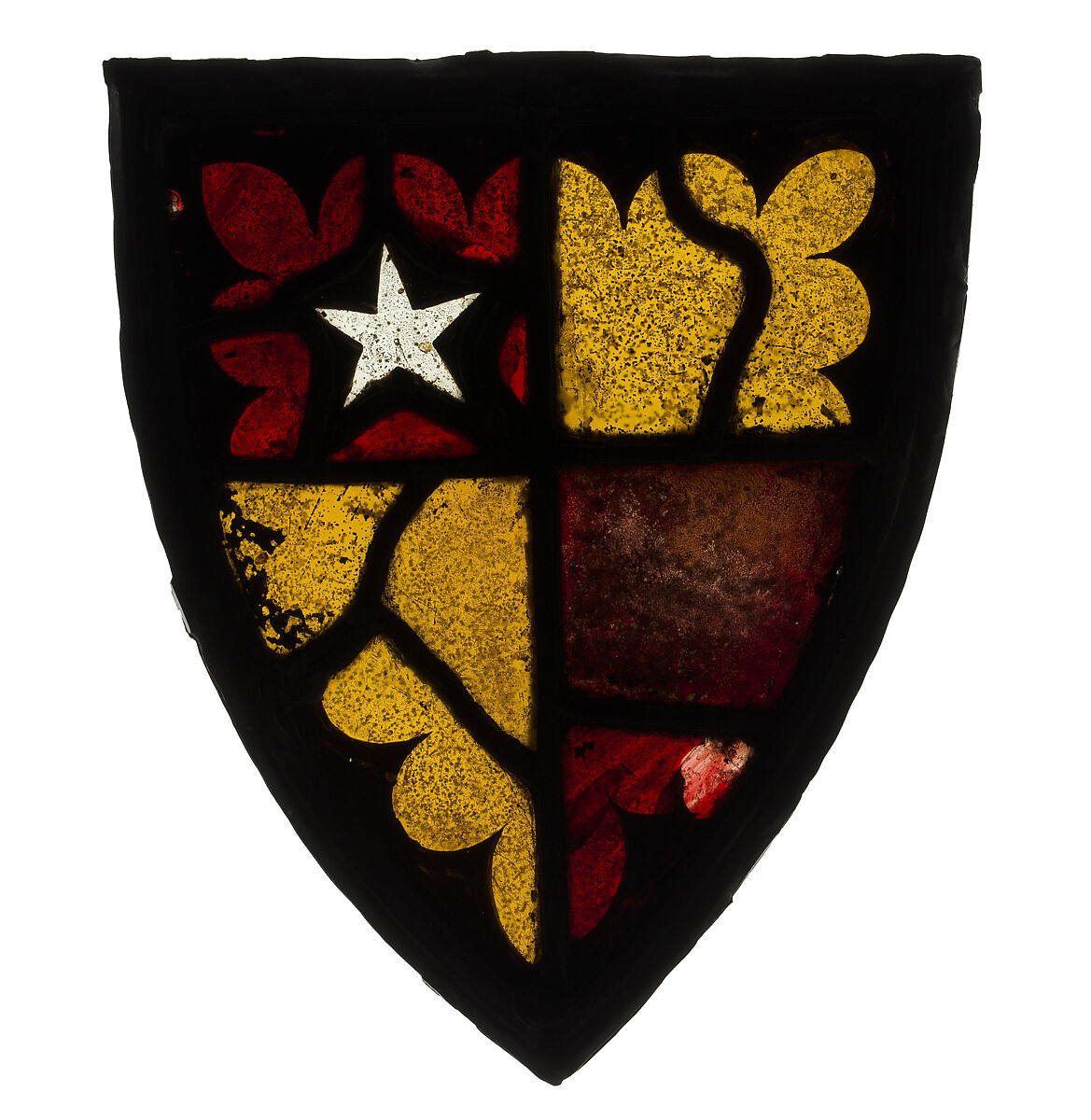 Panel with Heraldic Shield, Stained glass, British 