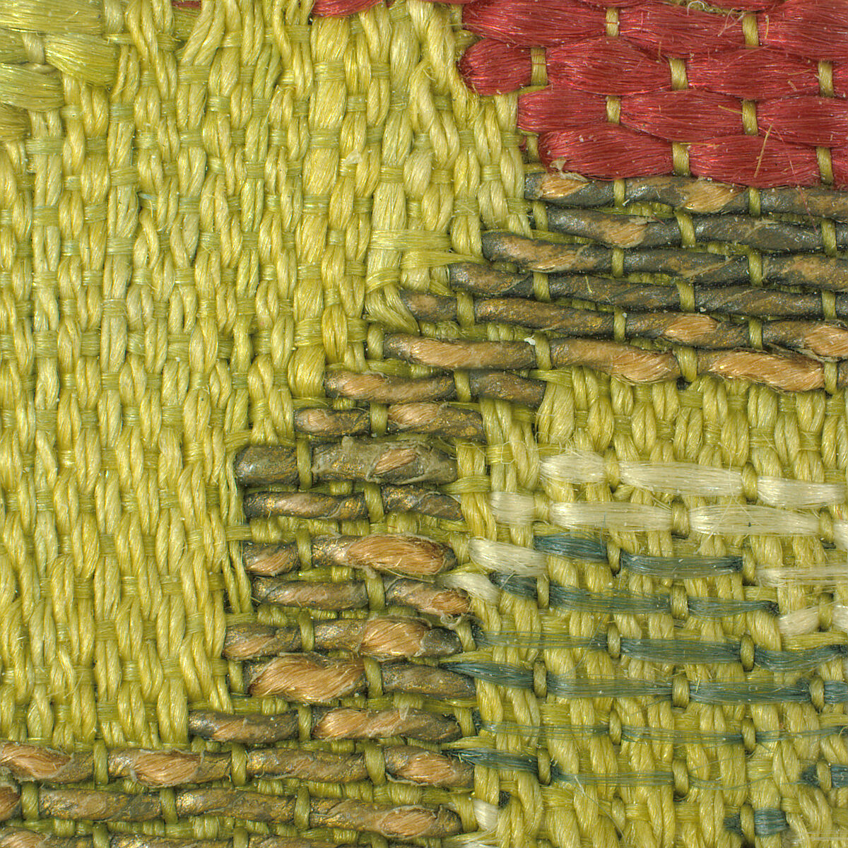 Textile Fragment with brocade with Bird, Dragon, and Palmette Motifs, Silk and metallic threads, Italian