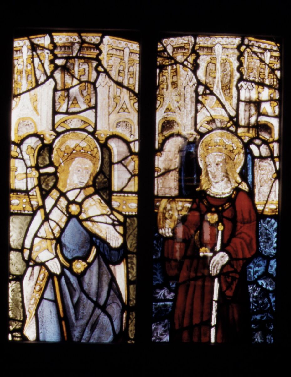 Composite Window of English Stained Glass, Pot-metal, white glass, vitreous paint, silver stain, British