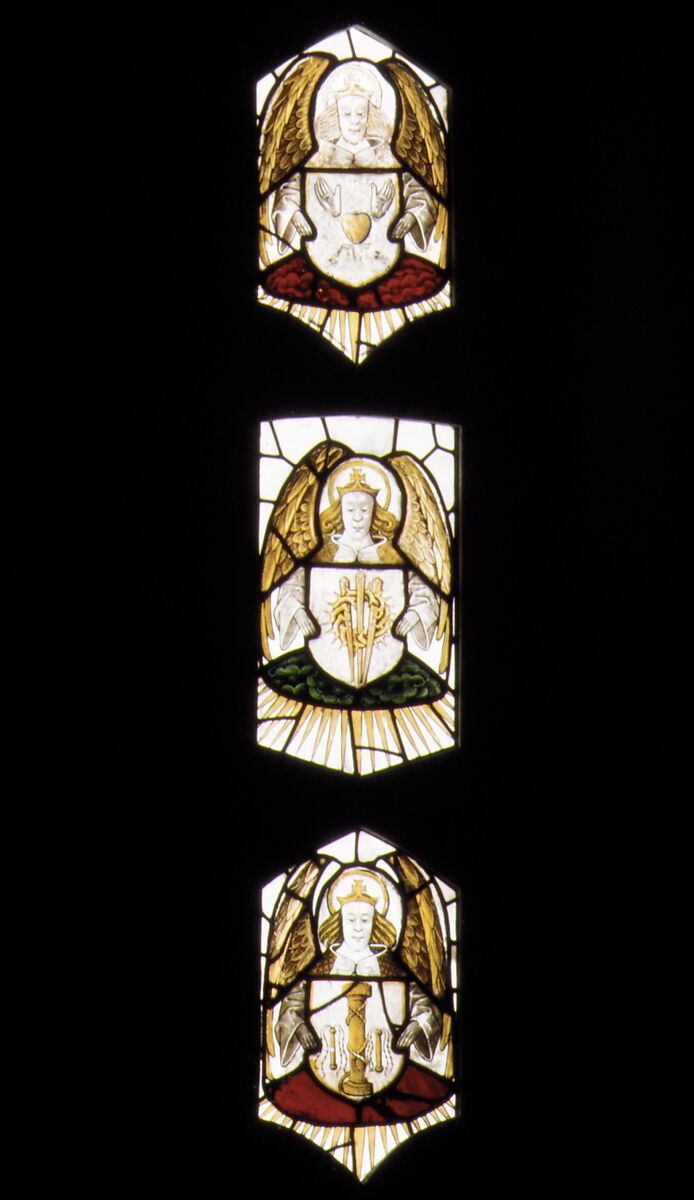 Composite Window of English Stained Glass, Pot-metal, white glass, vitreous paint, silver stain, British