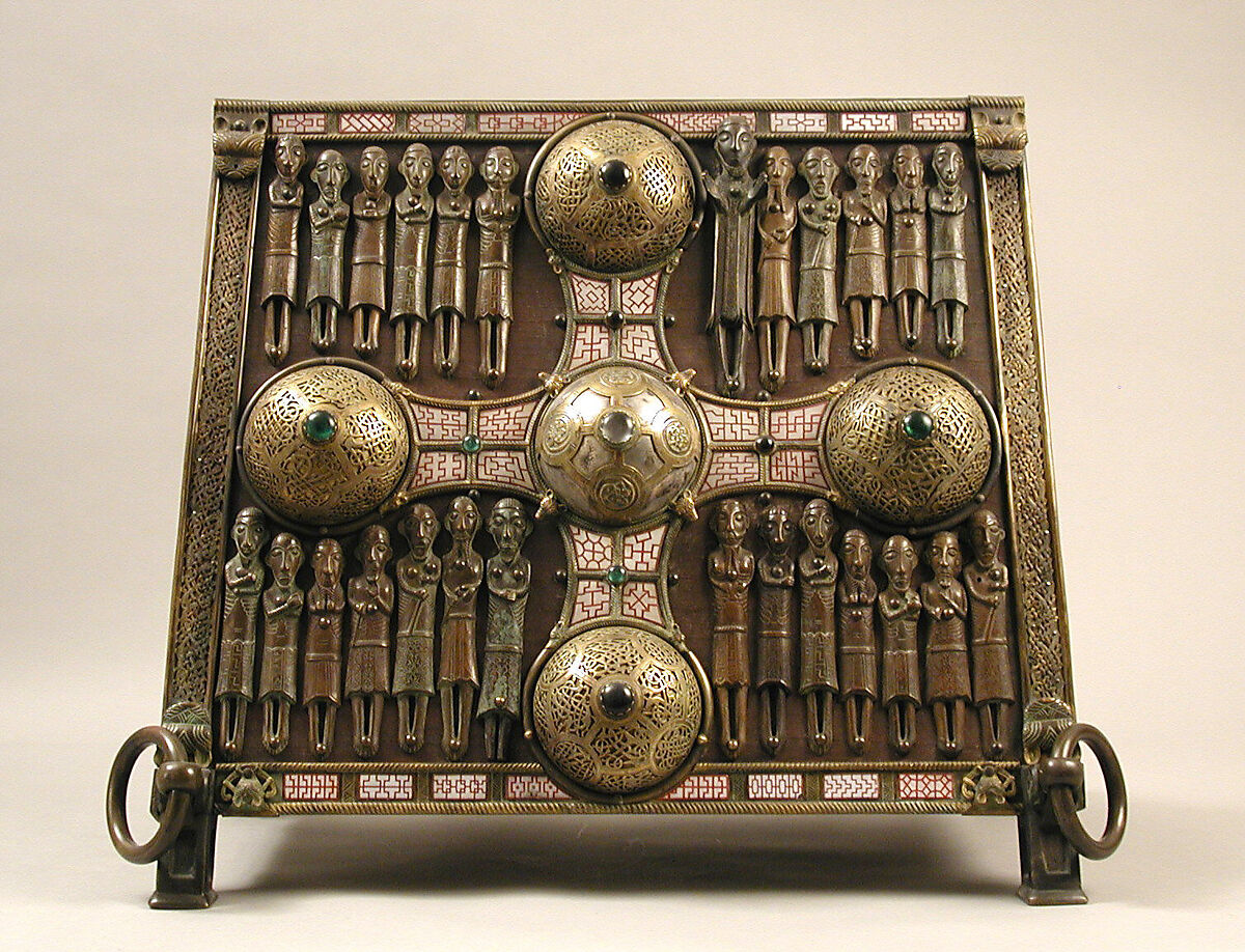 Shrine, Saint Manchan, Wood, bronze, brass, enamel, Irish