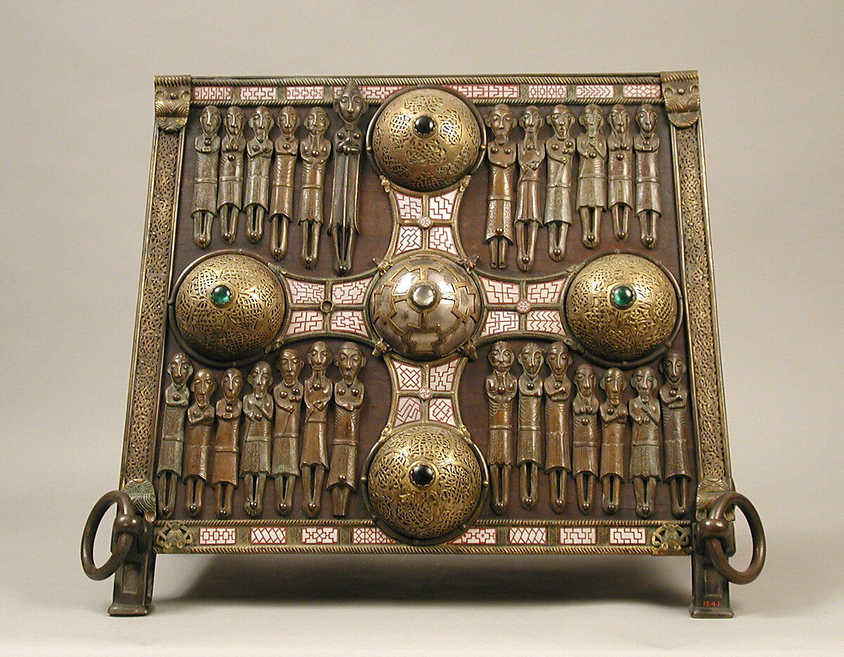 Shrine, Saint Manchan, Wood, bronze, brass, enamel, Irish