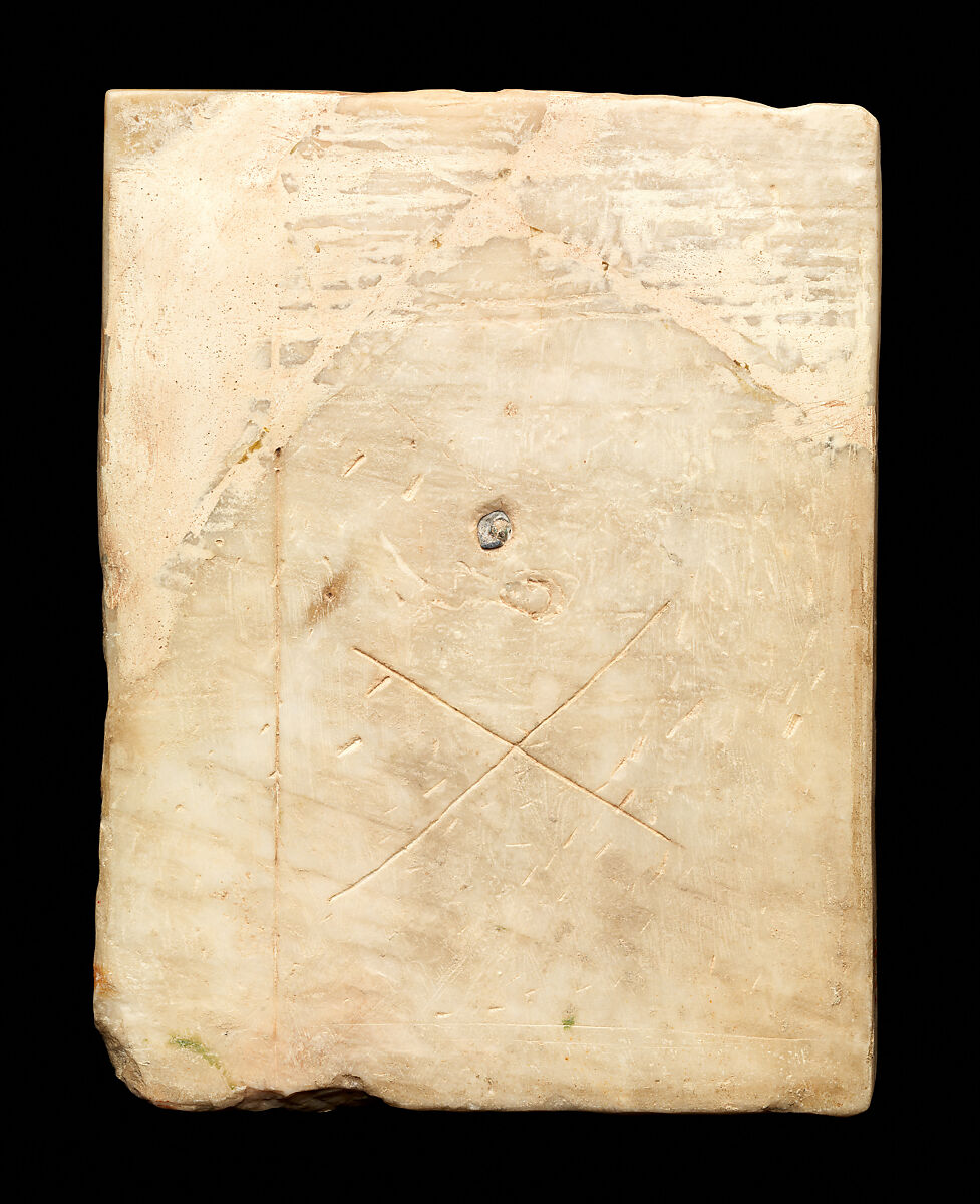 Plaque with the Head of Saint John the Baptist on a Charger, School of Nottingham (British), Alabaster with paint and gilding, British