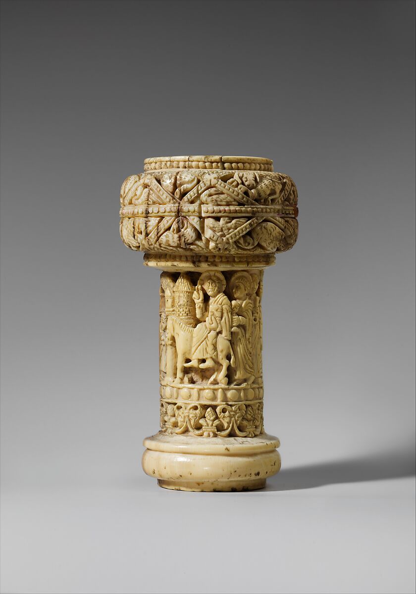 Knob from a Crozier with the Entry into Jerusalem, Elephant ivory, British or North French 