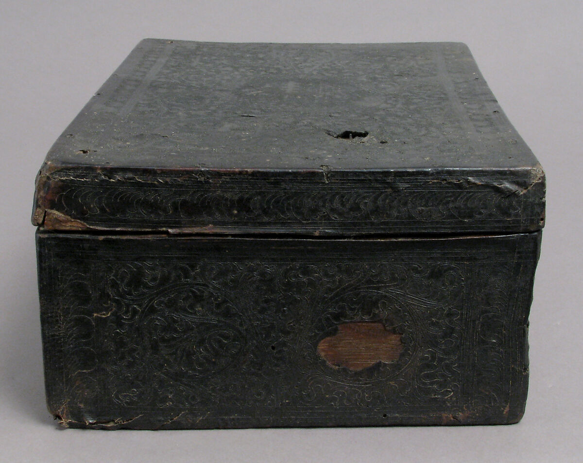 Box, Leather (tooled) over wood core, Italian