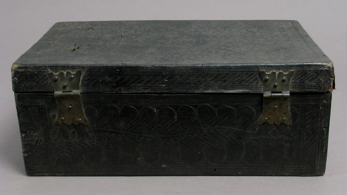 Box, Leather (tooled) over wood core, Italian