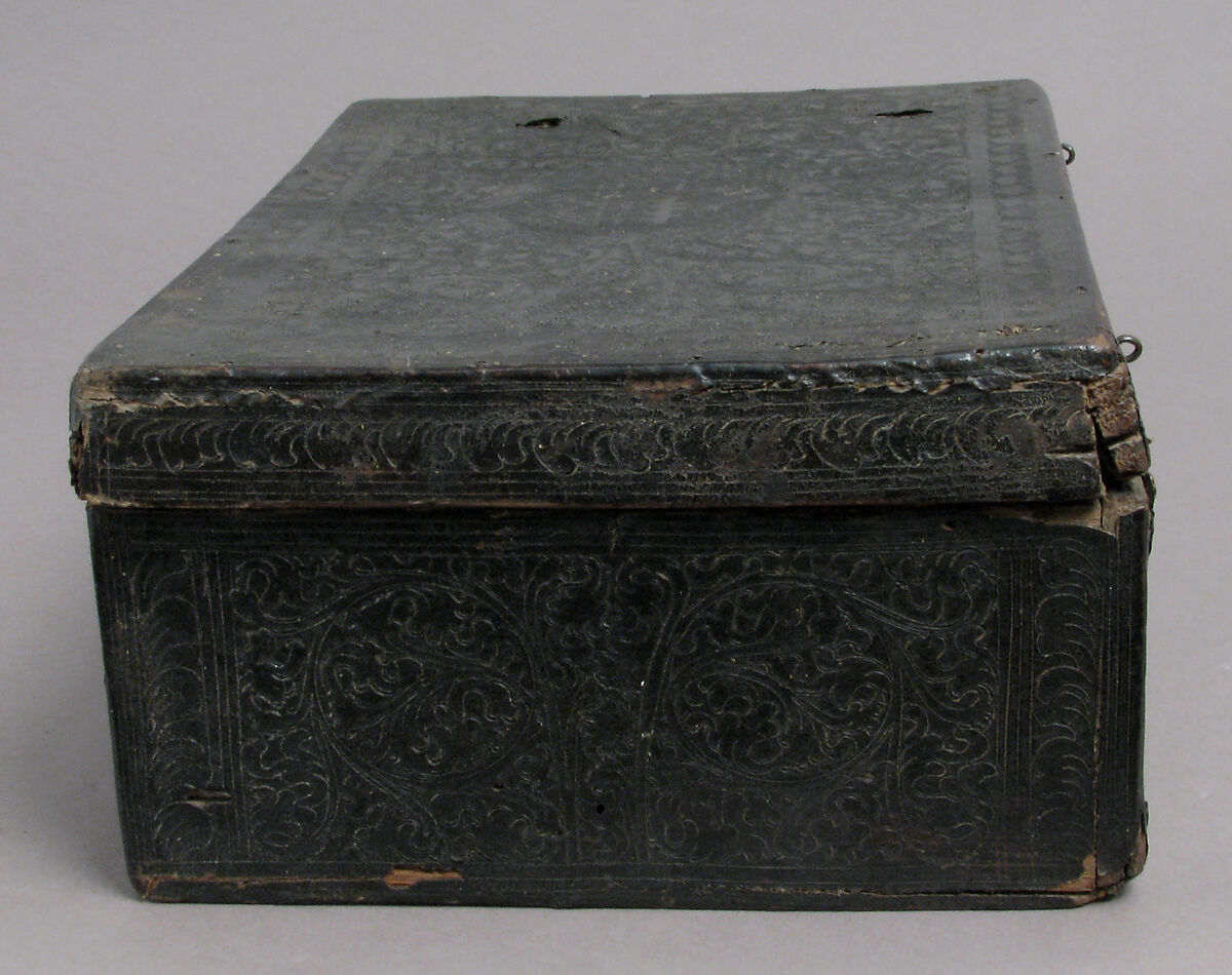 Box, Leather (tooled) over wood core, Italian