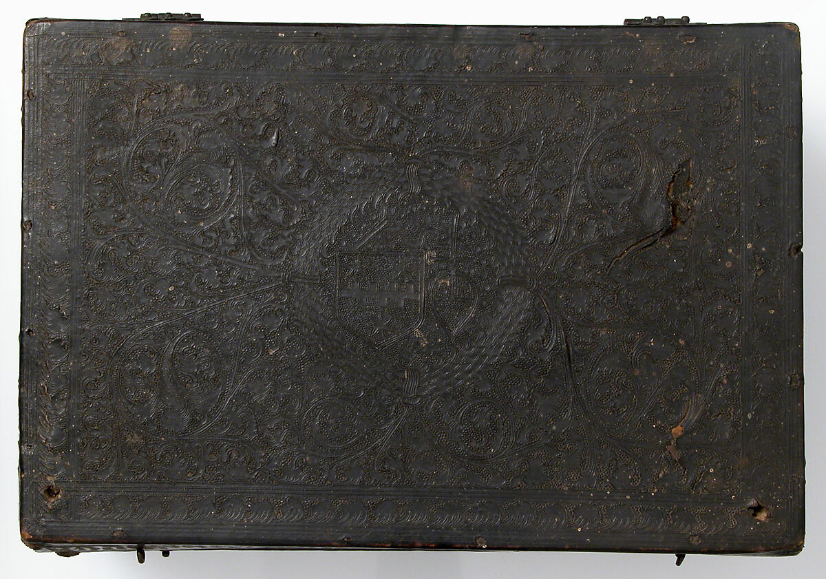 Box, Leather (tooled) over wood core, Italian