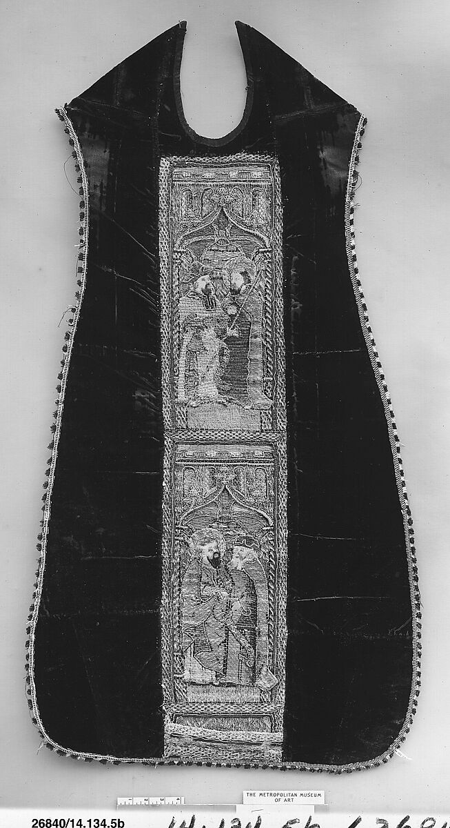 Chasuble with Virgin and Child, Apostles and Prophets, Velvet, silk and gold thread, French 