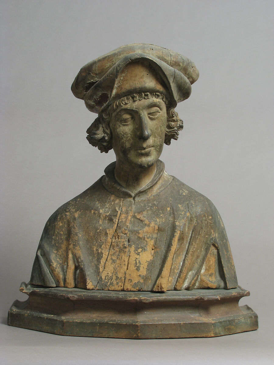 Portrait Bust of a Young Man, Wood with trace of polychromy, German 