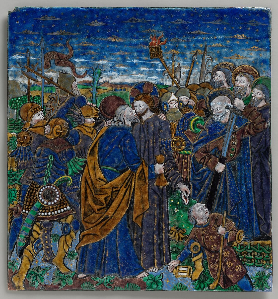 Plaque with The Betrayal of Christ, Monvaerni, Painted enamel, copper, French 