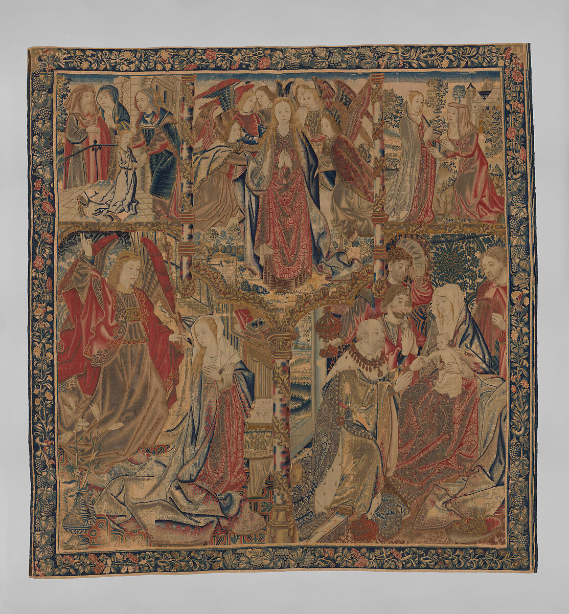 Scenes from the Life of the Virgin, Wool warp, wool, silk, and metallic wefts, South Netherlandish 