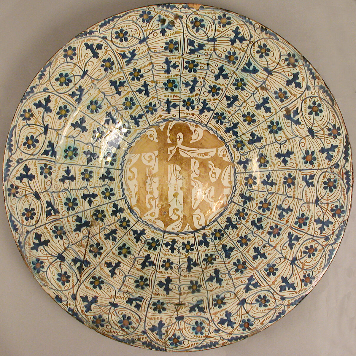 Plate, Tin-glazed earthenware, Spanish