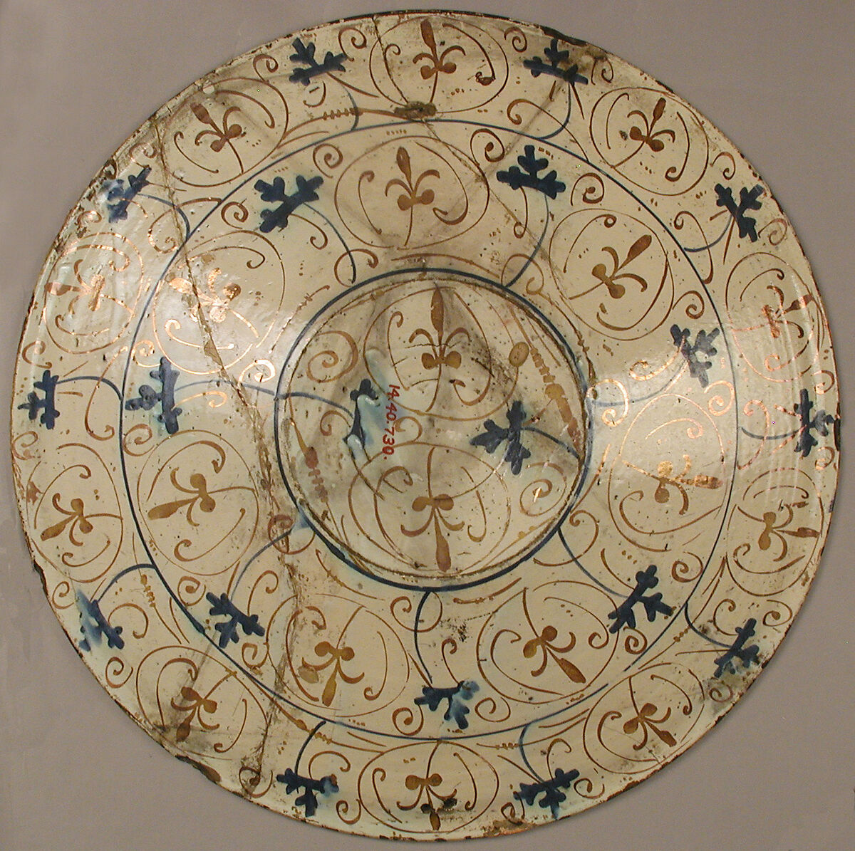 Plate, Tin-glazed earthenware, Spanish