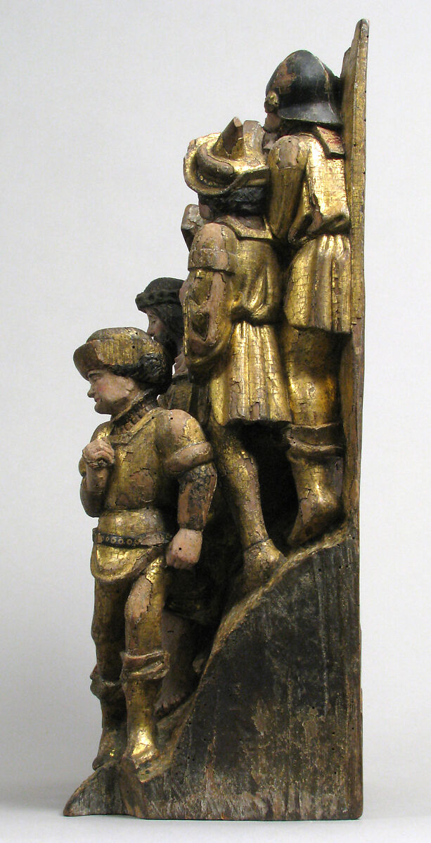 The Way to Calvary, with Saint Veronica Receiving the Veil Imprinted with the Face of Christ, Walnut, paint and gilding, South Netherlandish