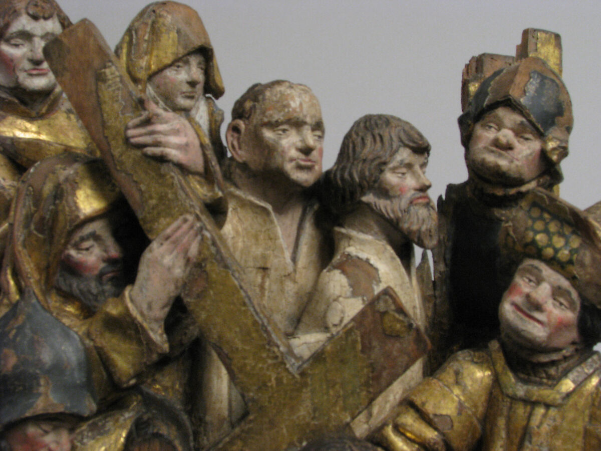 The Way to Calvary, with Saint Veronica Receiving the Veil Imprinted with the Face of Christ, Walnut, paint and gilding, South Netherlandish