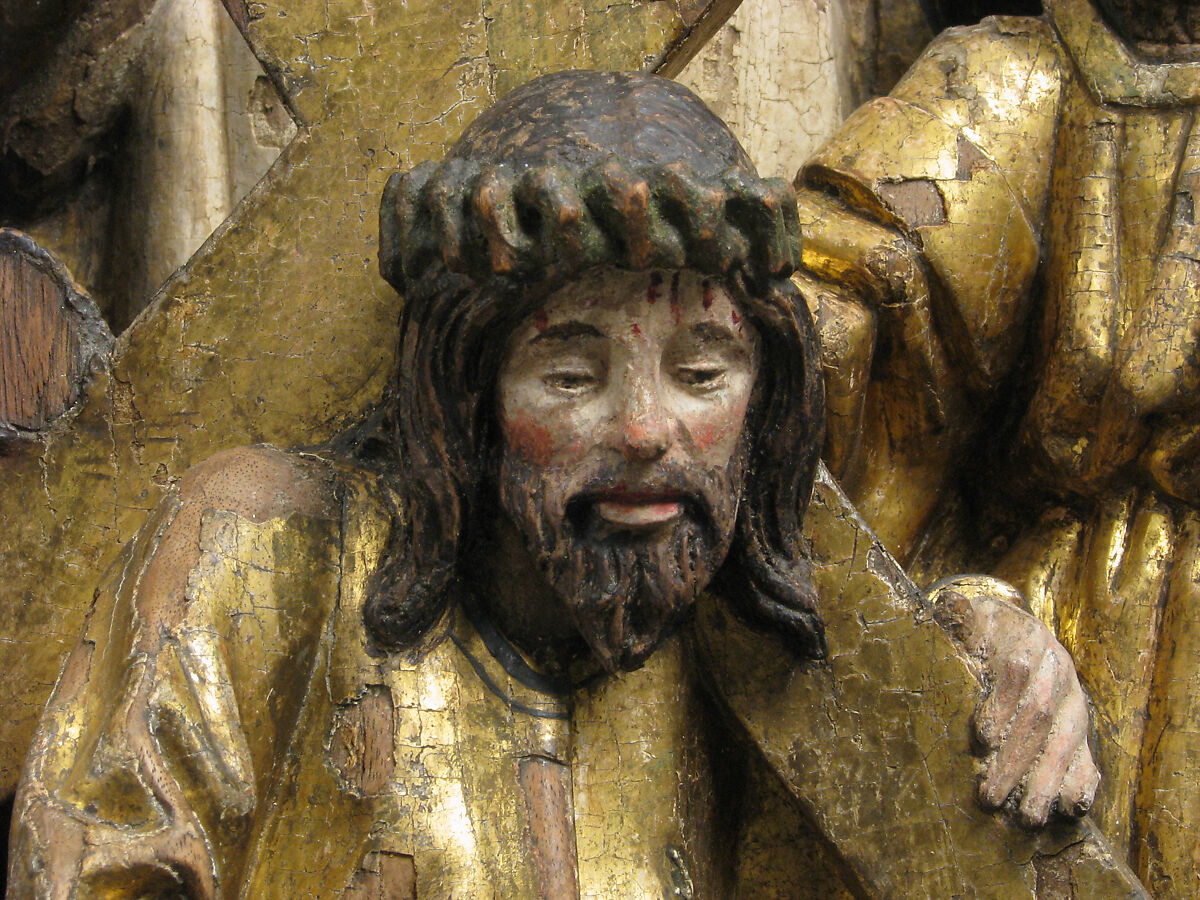 The Way to Calvary, with Saint Veronica Receiving the Veil Imprinted with the Face of Christ, Walnut, paint and gilding, South Netherlandish