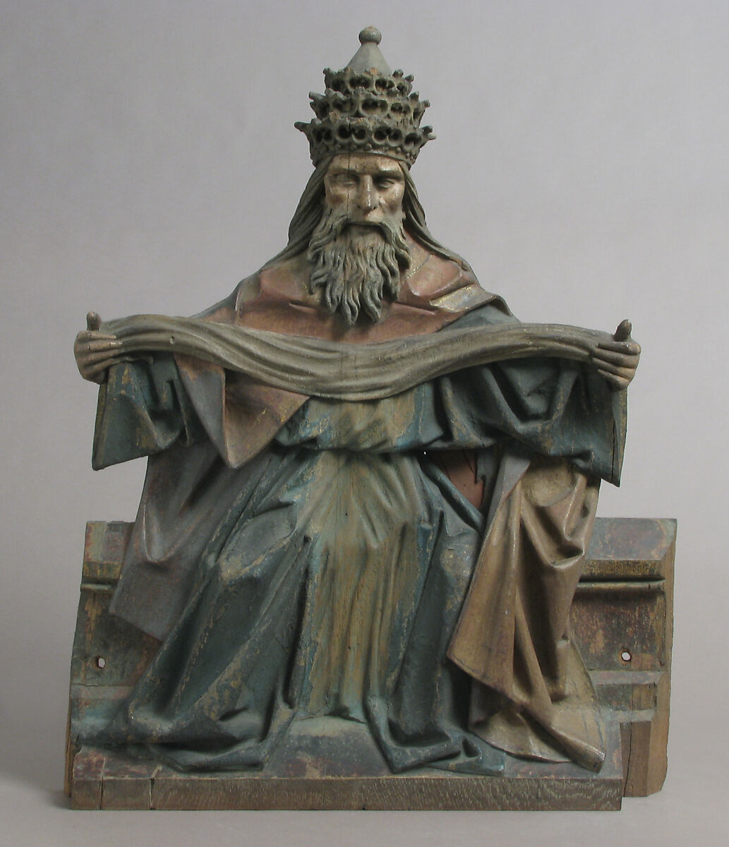 Sculpture of God The Father from Frame, Wood, polychromy, traces of gilding, French 