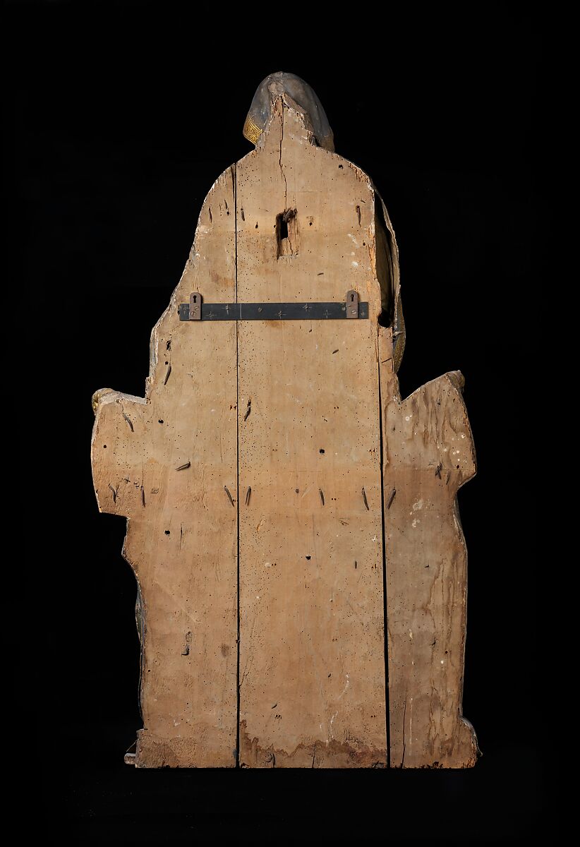 Enthroned Virgin and Child, Wooden core, painted canvas and gesso, Italian