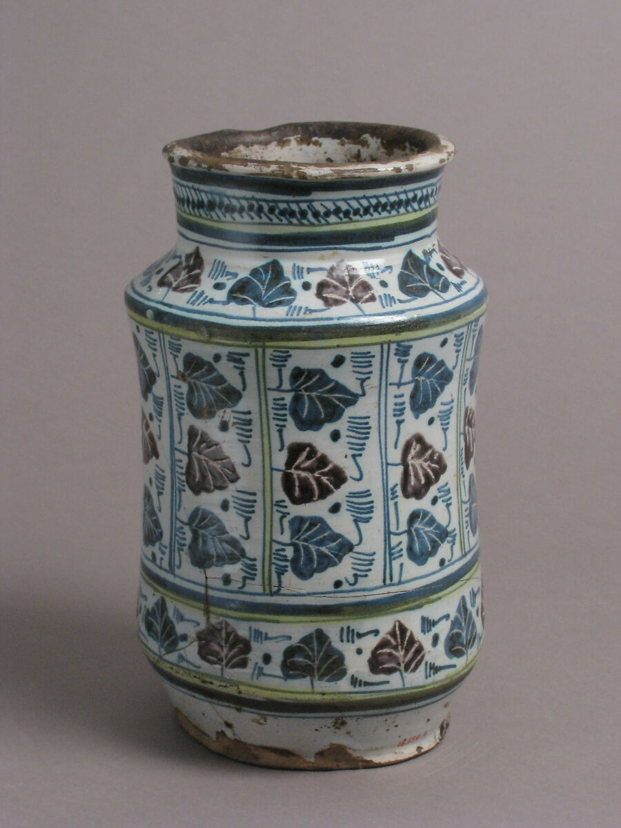 Pharmacy Jar, Tin-glazed earthenware, Italian