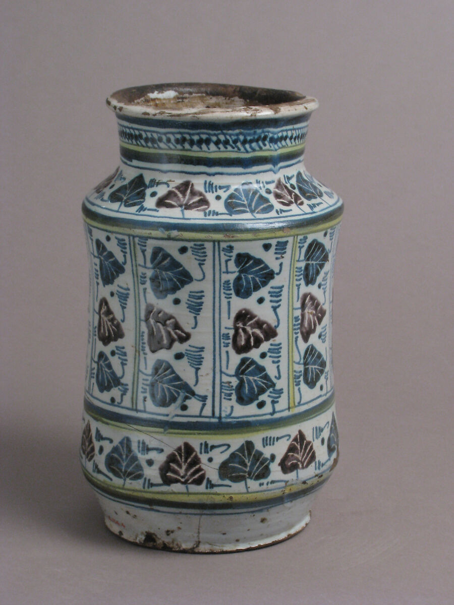 Pharmacy Jar, Tin-glazed earthenware, Italian