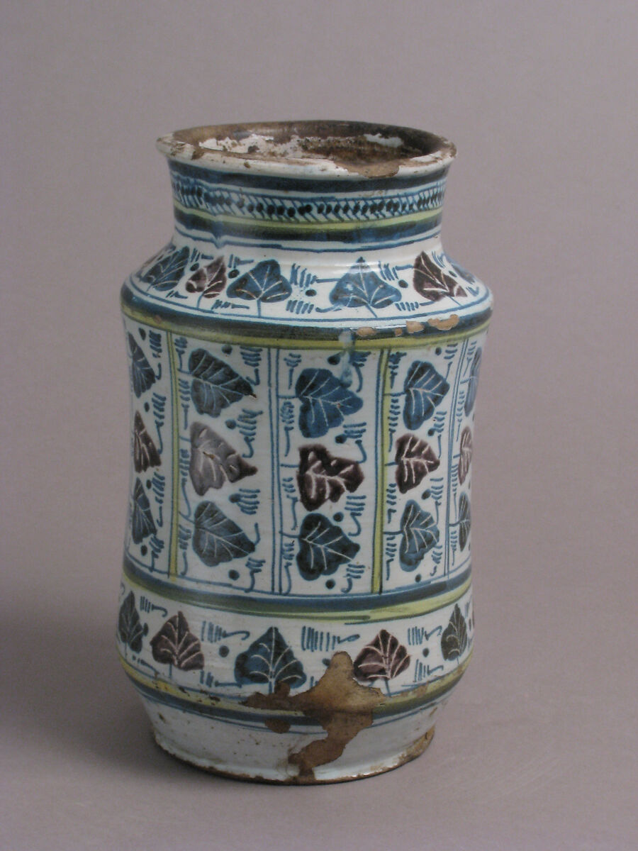 Pharmacy Jar, Tin-glazed earthenware, Italian
