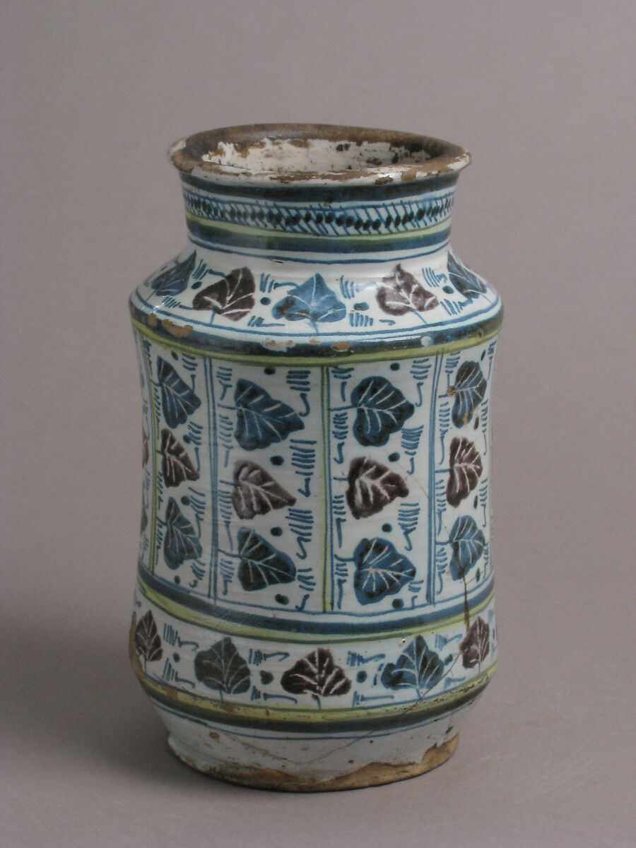 Pharmacy Jar, Tin-glazed earthenware, Italian