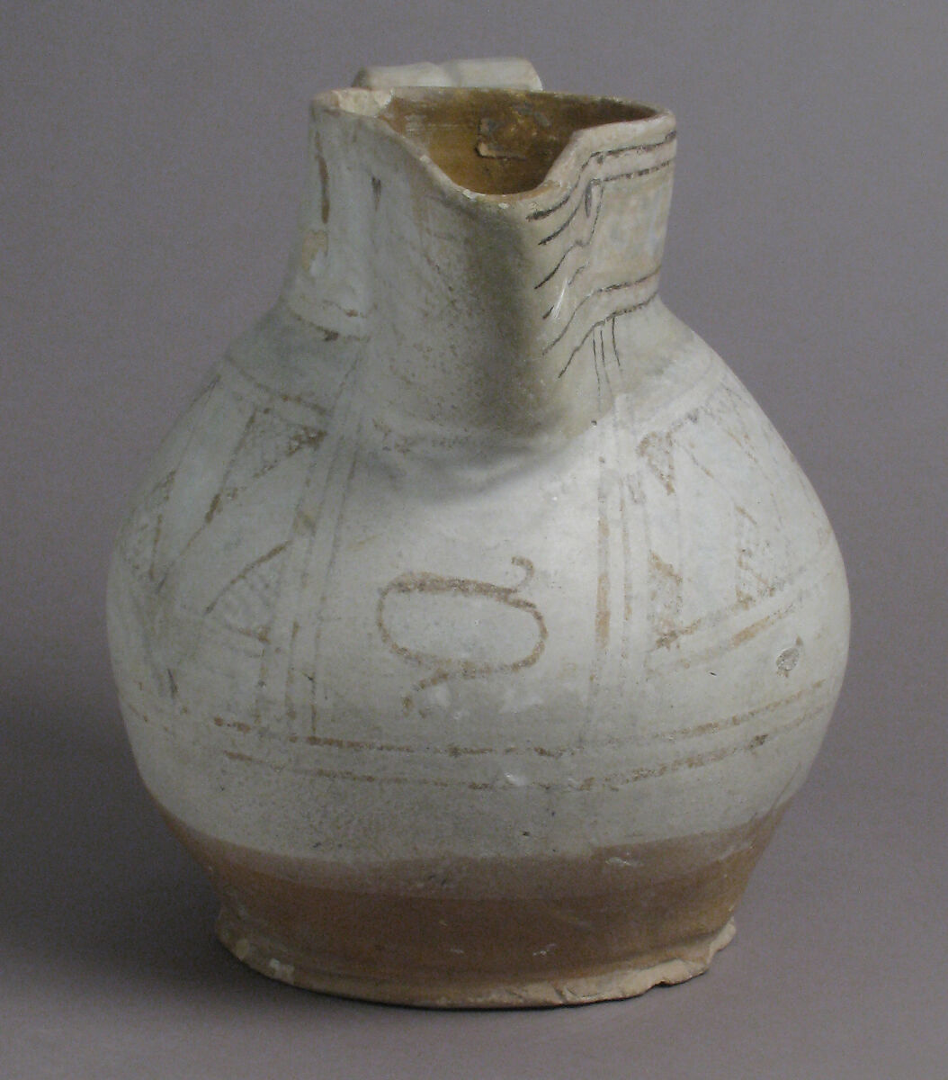 Jug, Earthenware, tin-glaze (Majolica), Italian