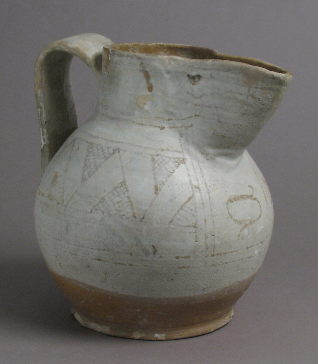 Jug, Earthenware, tin-glaze (Majolica), Italian 