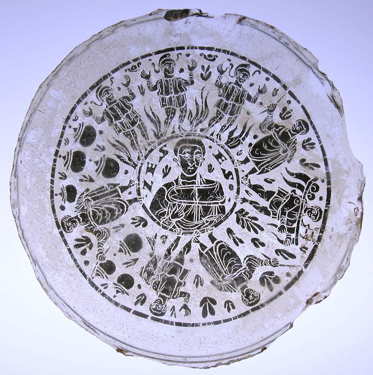 Bowl Base with Miracle Scenes, Glass, gold leaf, Roman or Byzantine