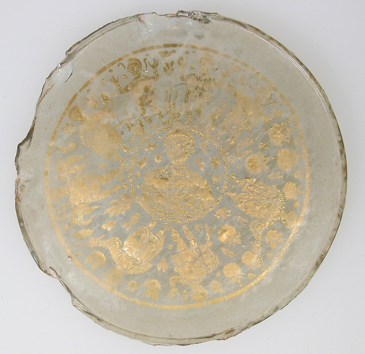 Bowl Base with Miracle Scenes, Glass, gold leaf, Roman or Byzantine