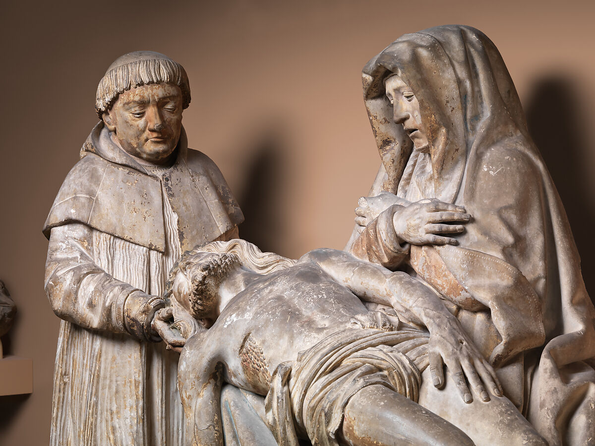 Pietà with Donors, Limestone, traces of polychromy, French