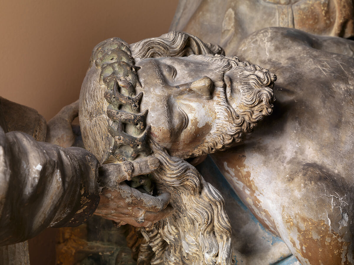 Pietà with Donors, Limestone, traces of polychromy, French