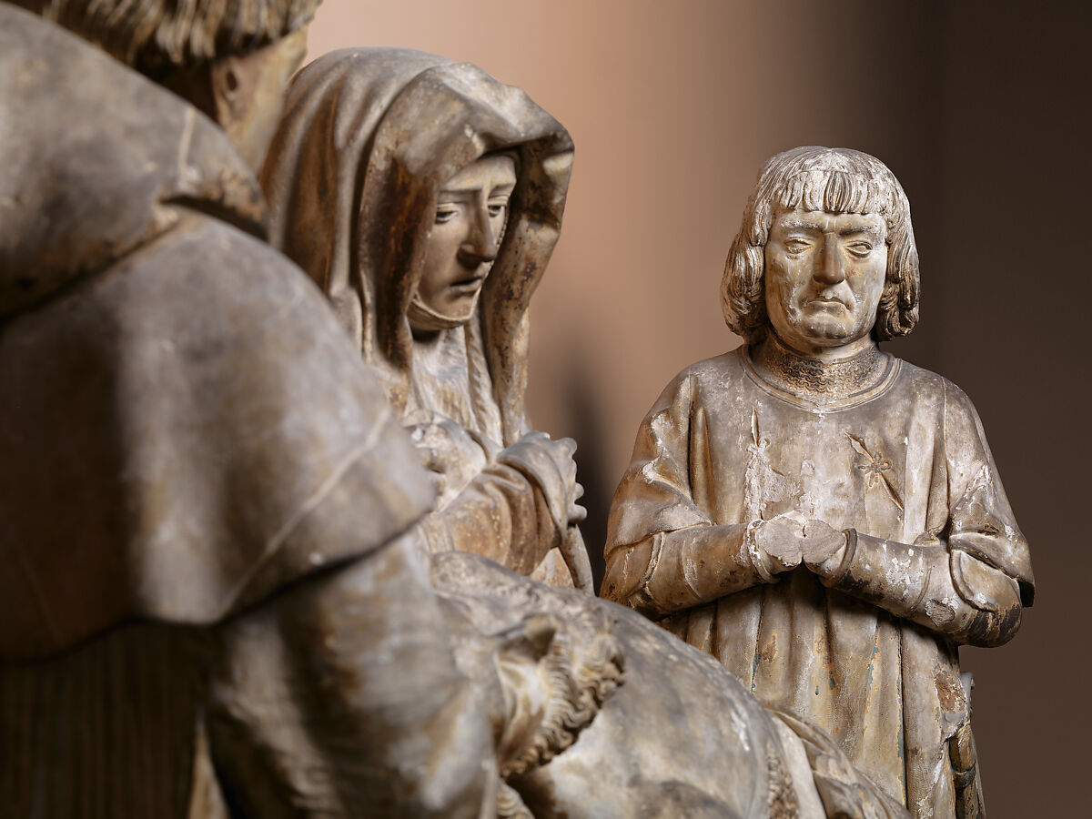 Pietà with Donors, Limestone, traces of polychromy, French