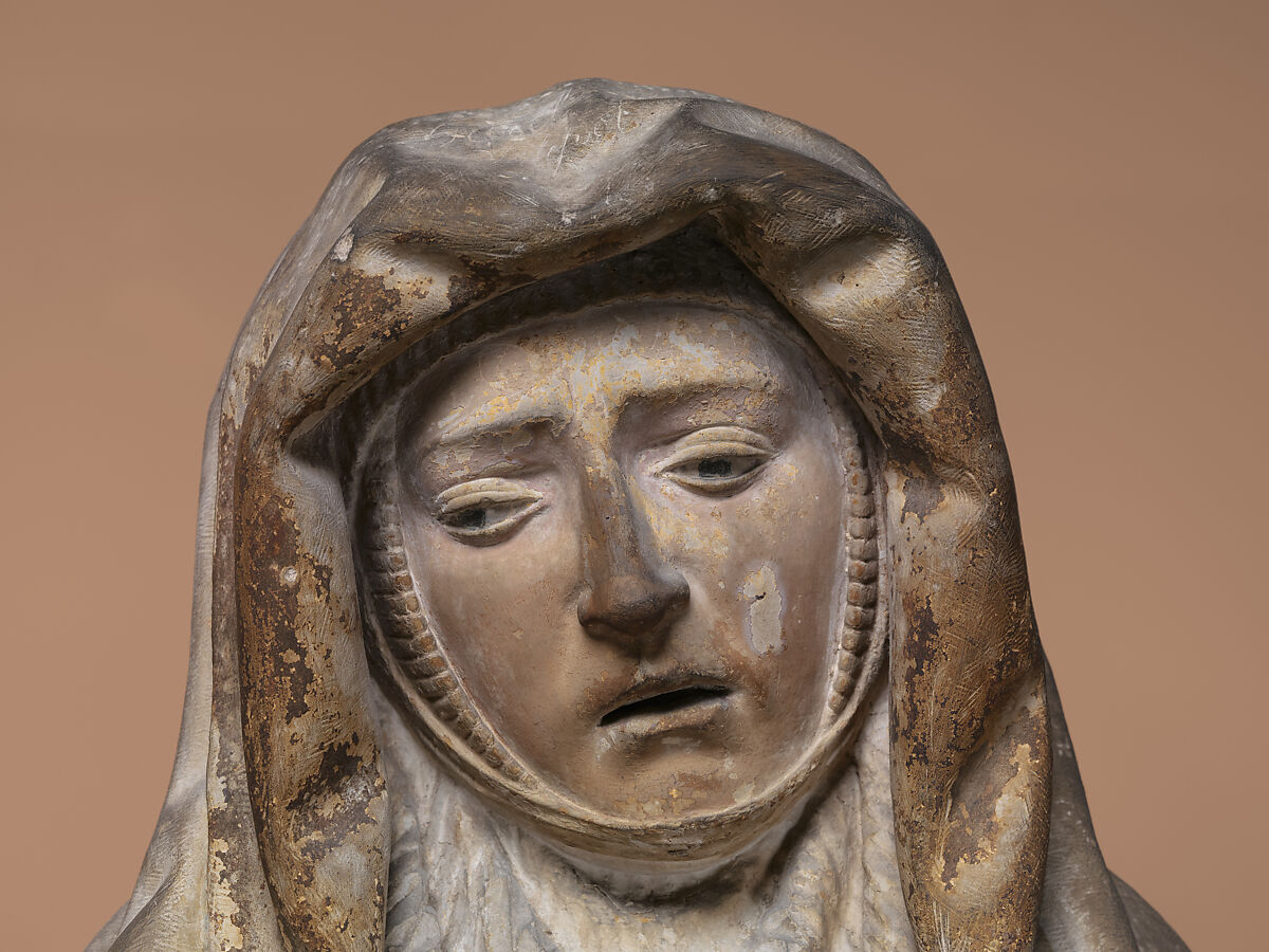 Pietà with Donors, Limestone, traces of polychromy, French