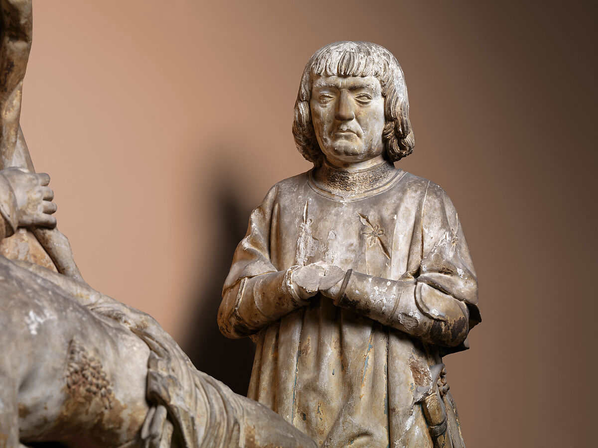 Pietà with Donors, Limestone, traces of polychromy, French