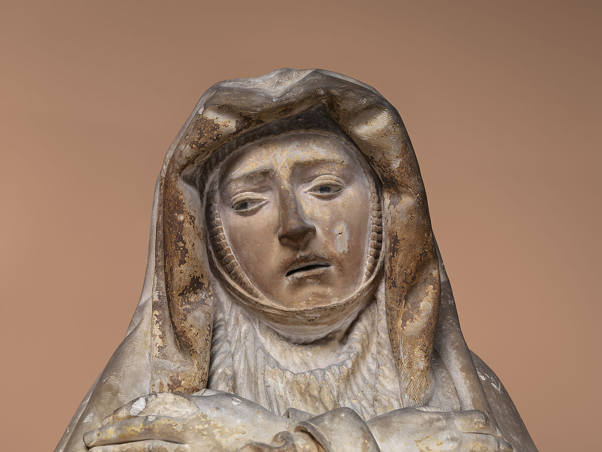 Pietà with Donors, Limestone, traces of polychromy, French