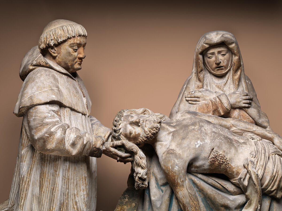 Pietà with Donors, Limestone, traces of polychromy, French