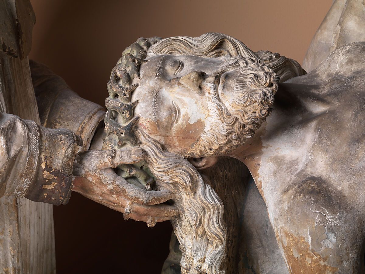 Pietà with Donors, Limestone, traces of polychromy, French