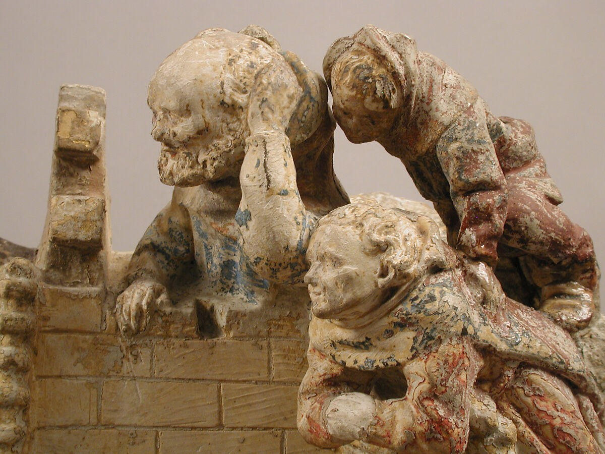 Nativity, Circle of Antoine Le Moiturier (French, ca. 1425–ca. 1497), Limestone with later paint and gilding, French