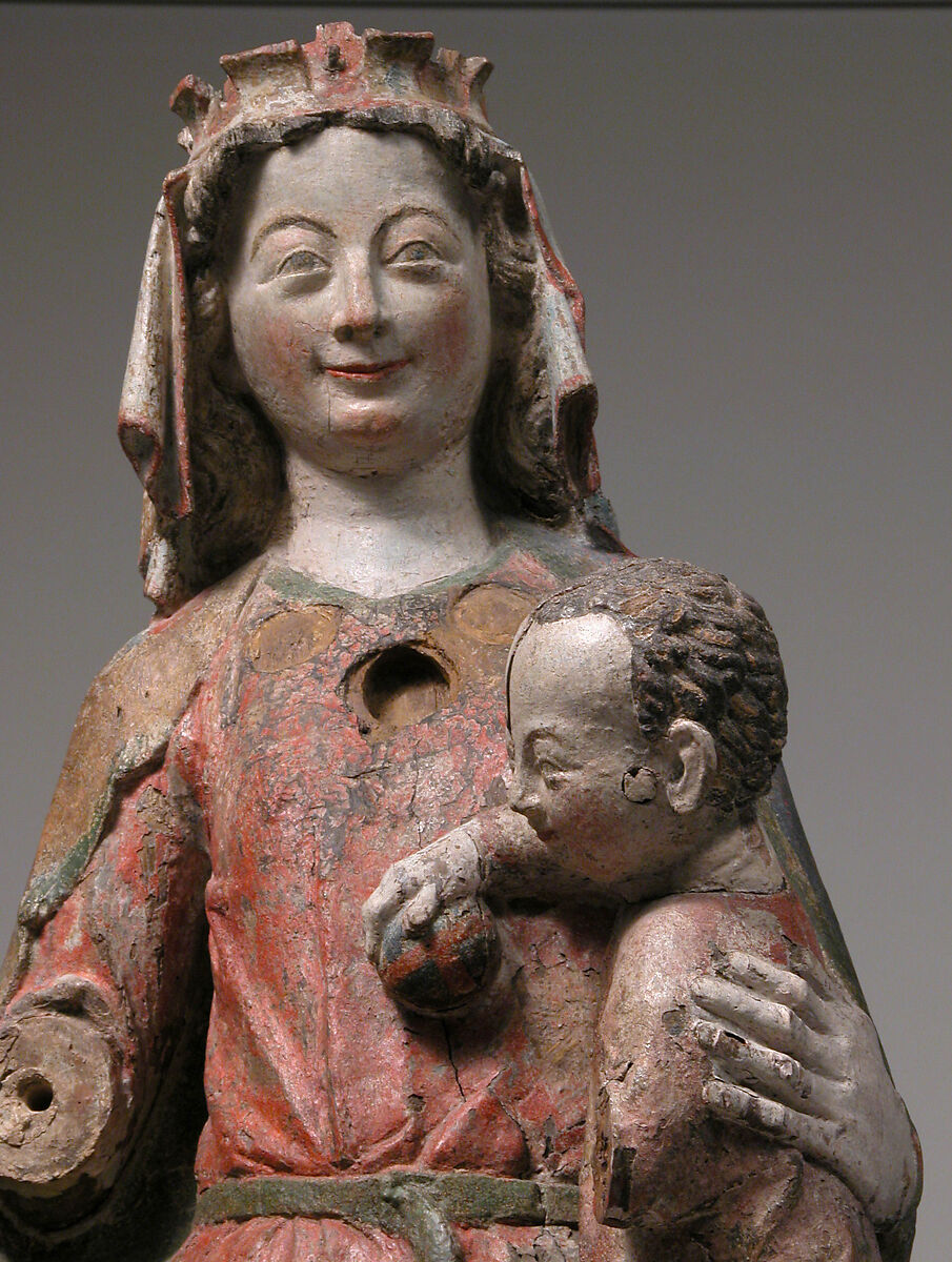 Enthroned Virgin and Child, Oak, with paint, German