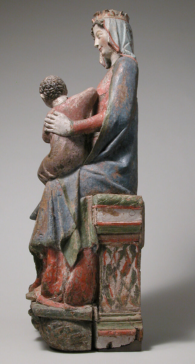 Enthroned Virgin and Child, Oak, with paint, German