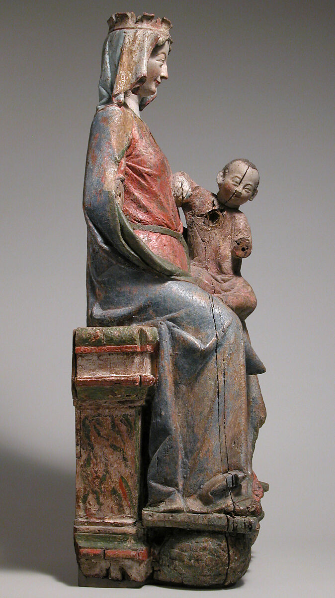 Enthroned Virgin and Child, Oak, with paint, German