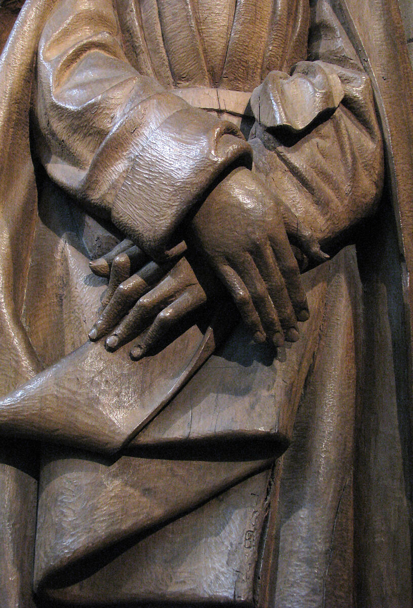 Mourning Virgin from a Crucifixion Group, Walnut with traces of paint, French