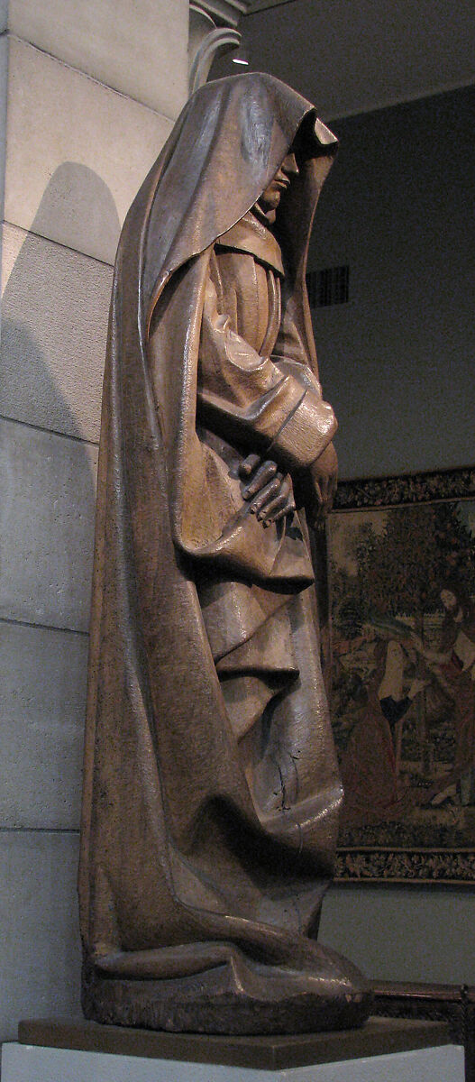 Mourning Virgin from a Crucifixion Group, Walnut with traces of paint, French