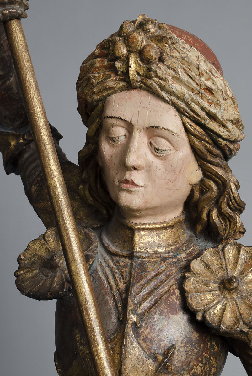 Saint George Slaying the Dragon, In the style of Michael Pacher (Austrian or German, active by 1462/3–died 1498), Wood, paint, gilding, Austrian