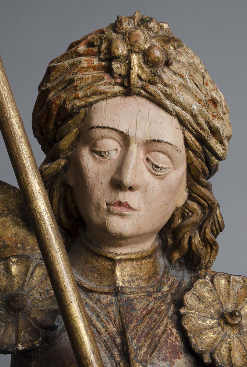 Saint George Slaying the Dragon, In the style of Michael Pacher (Austrian or German, active by 1462/3–died 1498), Wood, paint, gilding, Austrian