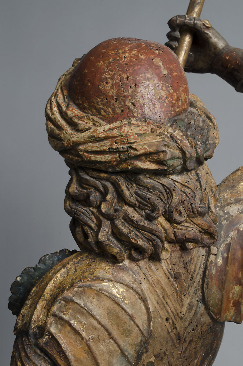 Saint George Slaying the Dragon, In the style of Michael Pacher (Austrian or German, active by 1462/3–died 1498), Wood, paint, gilding, Austrian