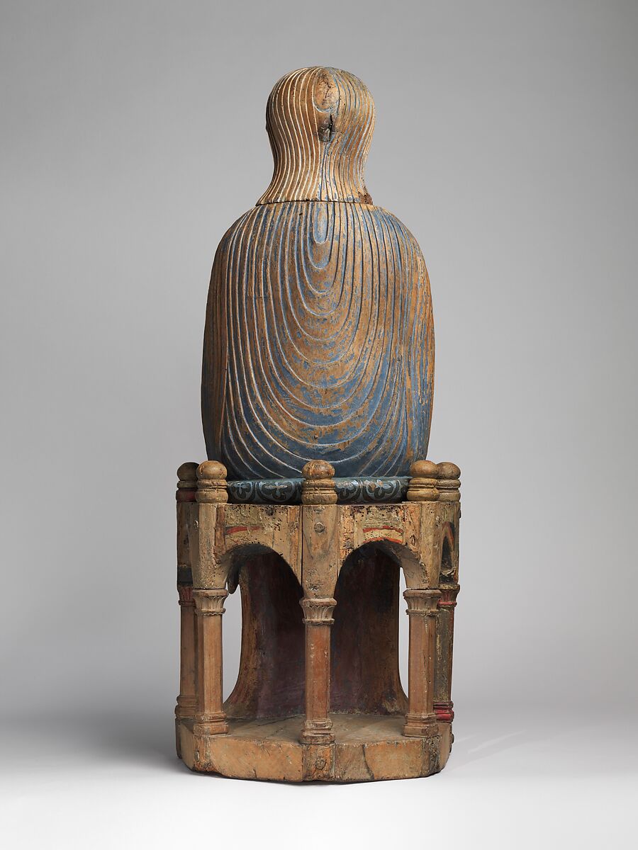 Virgin and Child in Majesty, Walnut with paint, tin relief on a lead white ground, and linen, French