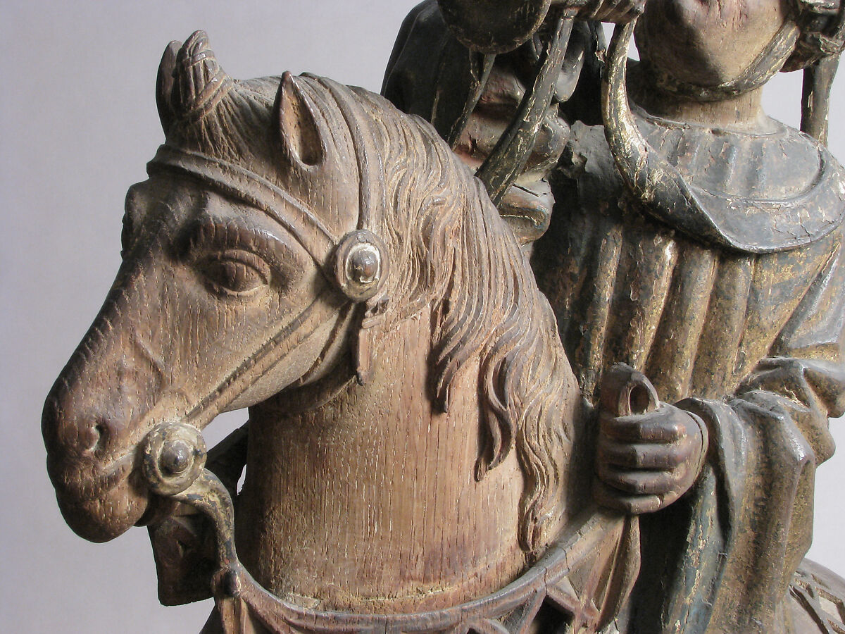 Trumpeter, Oak, traces of polychromy and gilding, South Netherlandish